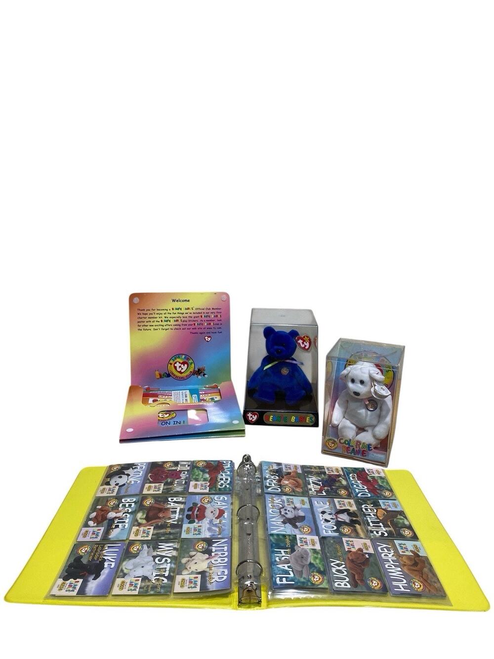 Beanie Babies Collector Card Binder & Cards Clubby &Color Me Bear Membership Kit